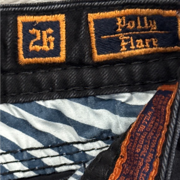 Rock Revival Women's Black Polly Flare Dark Low Rise Jeans, Size 26. - Picture 5 of 13